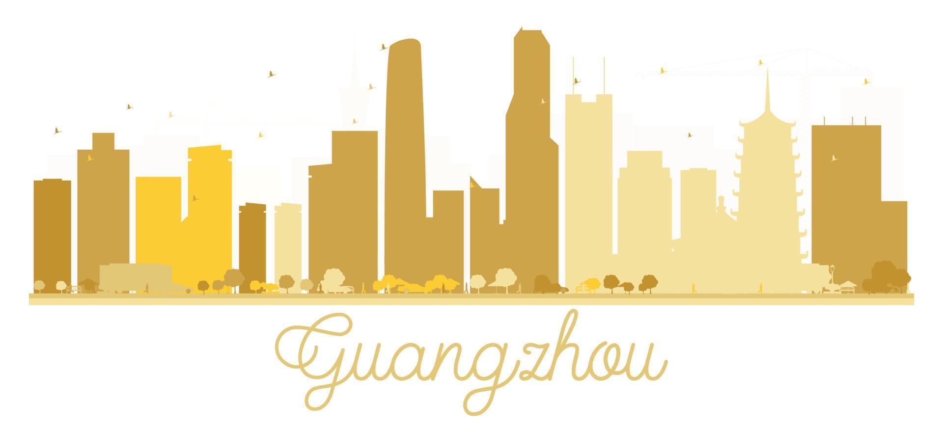 goldene silhouette der skyline der stadt guangzhou. vektor