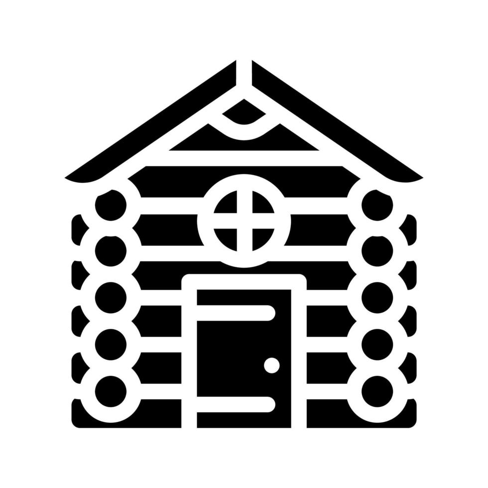 Holzhütte Haus Glyphe Symbol Vektor Illustration