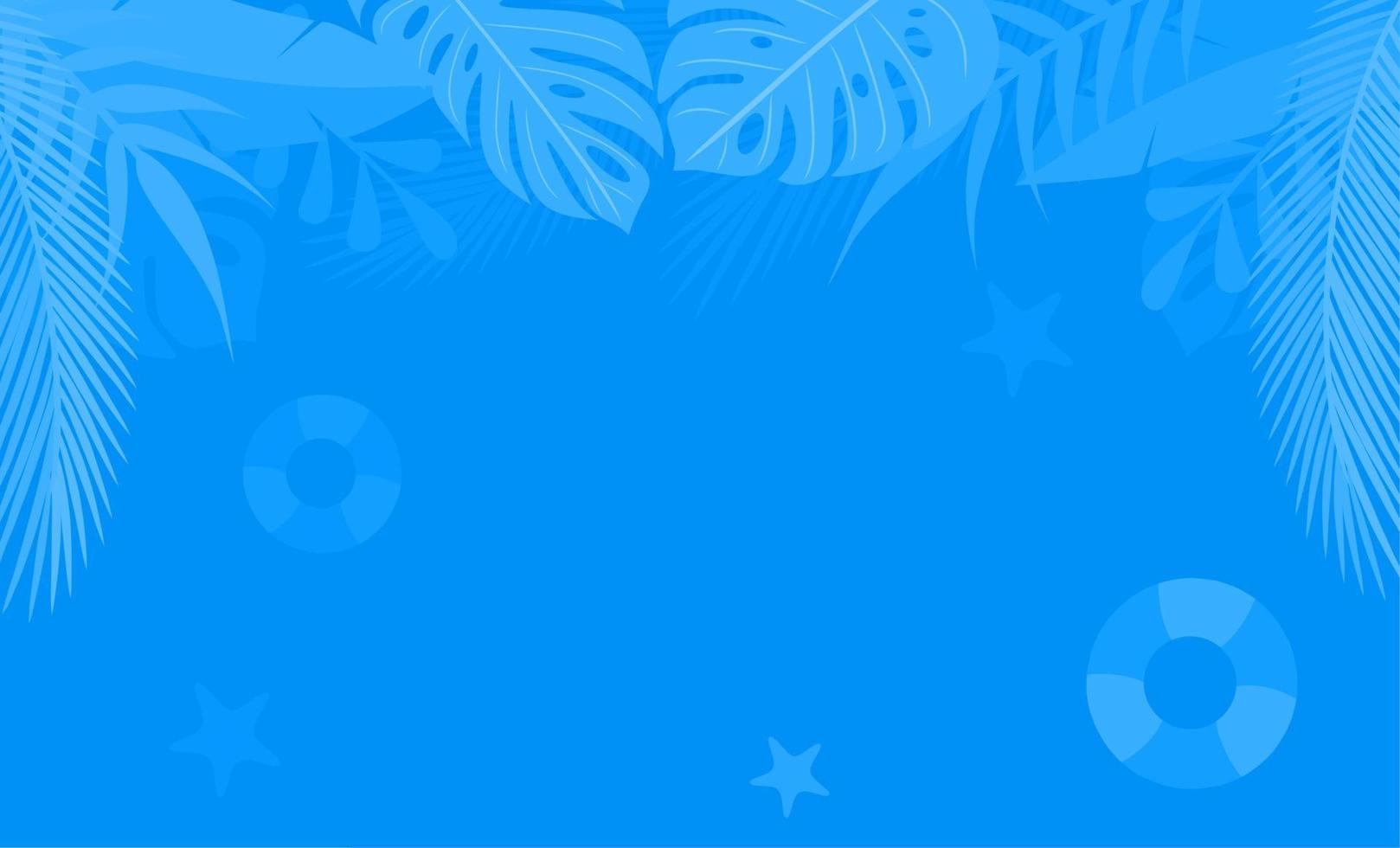abstrakter blauer flacher hintergrund. blaues tropisches pflanzenmusterdesign. saisonaler hintergrund mit kopierraum. Vektor-Illustration vektor