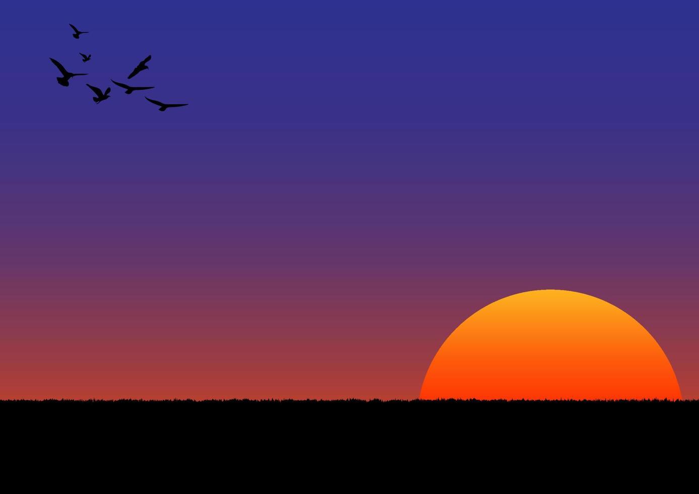 Grafikdesign Landschaftsansicht Sonnenuntergang Vektor Illustrator