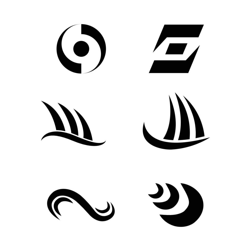 uppsättning av sex moderna logotyper isolerade på vit bakgrund vektor