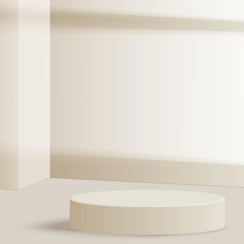 3D-Hintergrundprodukte zeigen Podium mit Plattform an. Hintergrundvektor 3D-Rendering mit Podium. stehen, um kosmetische produkte auf dem podium 3d zu zeigen. bühne schaufenster auf sockel display beige hintergrund studio vektor