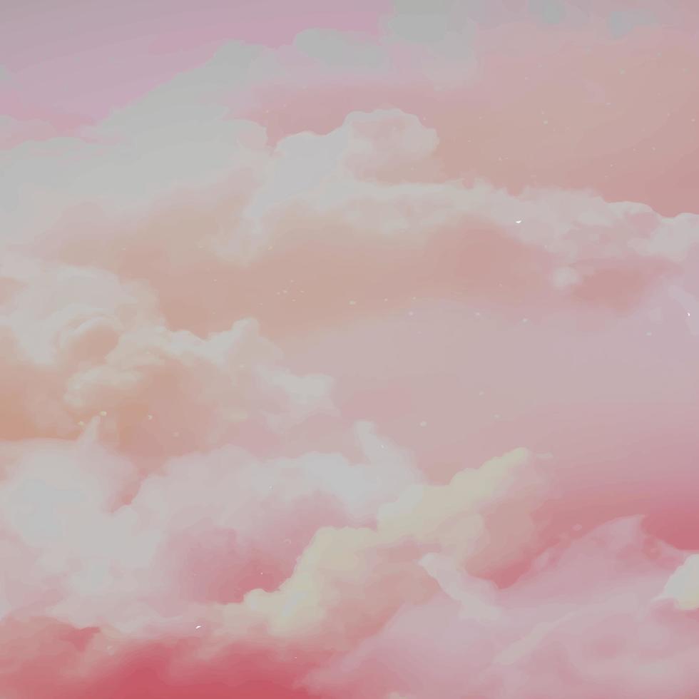 aquarellrosa himmelhintergrund mit weißen wolken.zuckerbaumwolle rosa wolken vektor design hintergrund. Fantasie-Pastellfarbe. Pastellhimmel-Vektorhintergrund.