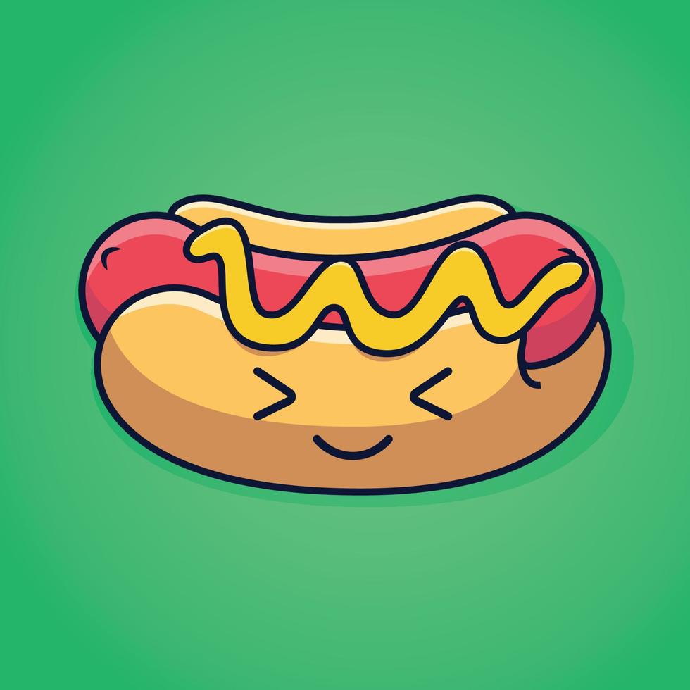 niedliches Hot-Dog-Cartoon-Charakter-Design vektor