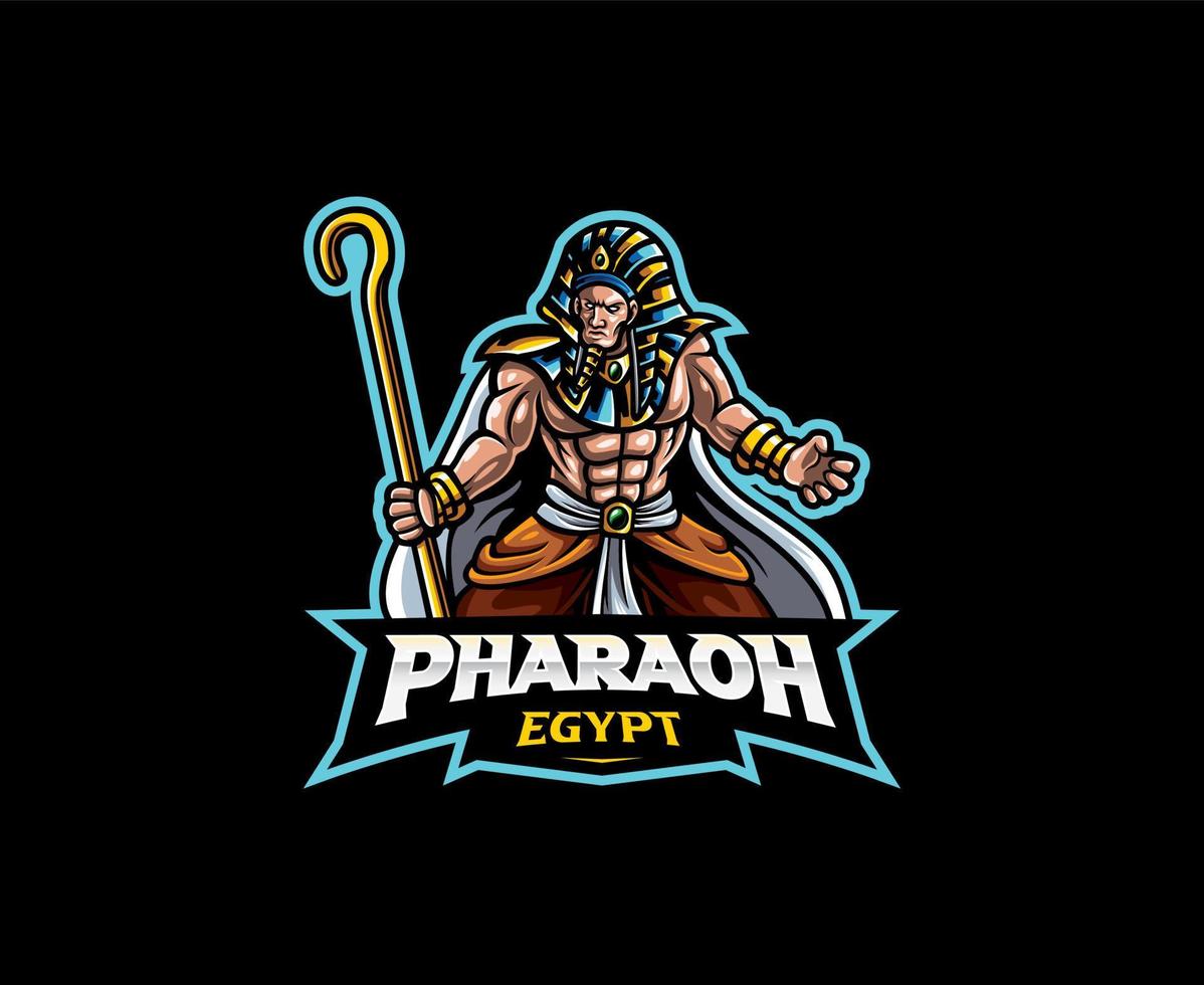 pharao maskottchen logo design. ägyptische pharao-vektorillustration. logoillustration für maskottchen oder symbol und identität, emblemsport oder e-sport-gaming-team vektor