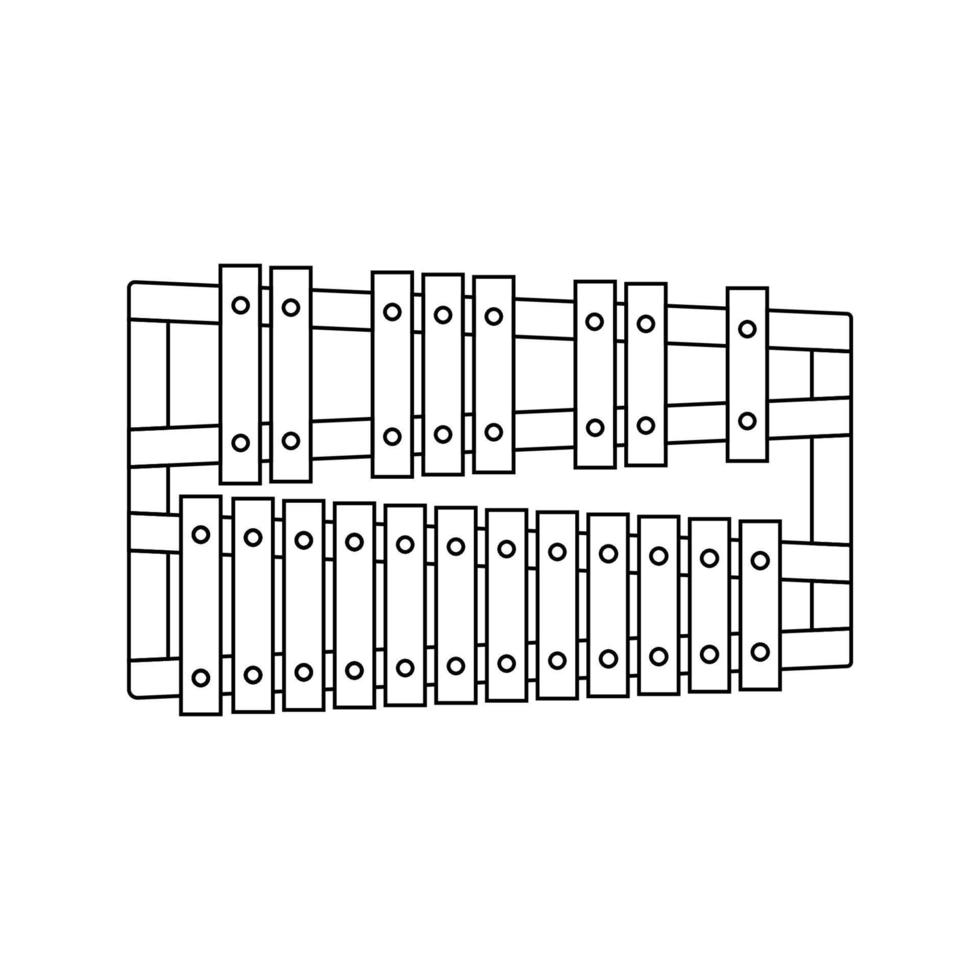 Glockenspiel Percussion Umrisssymbol Illustration auf isoliertem weißem Hintergrund vektor