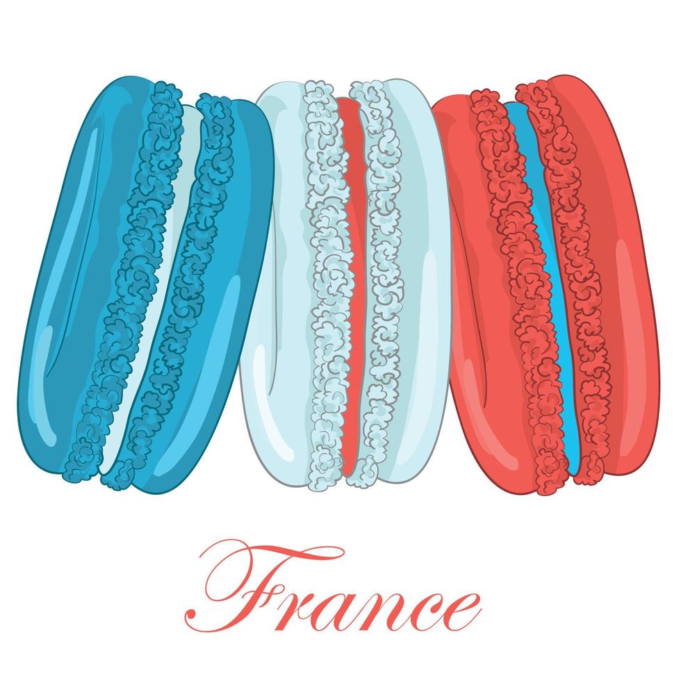 macaron-flagge gezeichnet in den farben der flagge von frankreich. gelb und blau. vektor