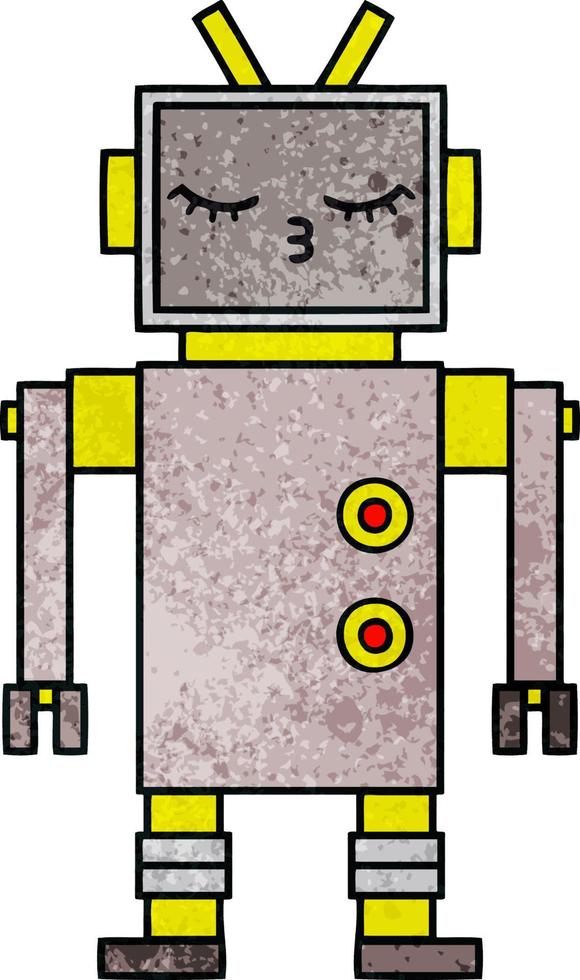 Retro-Grunge-Textur-Cartoon-Roboter vektor