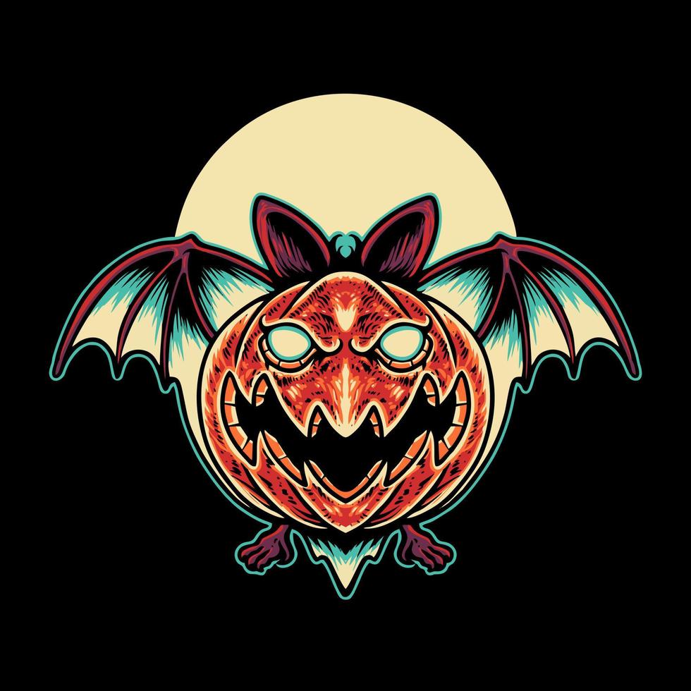 Halloween-Fledermaus-Kürbis-Vektor-Illustration vektor
