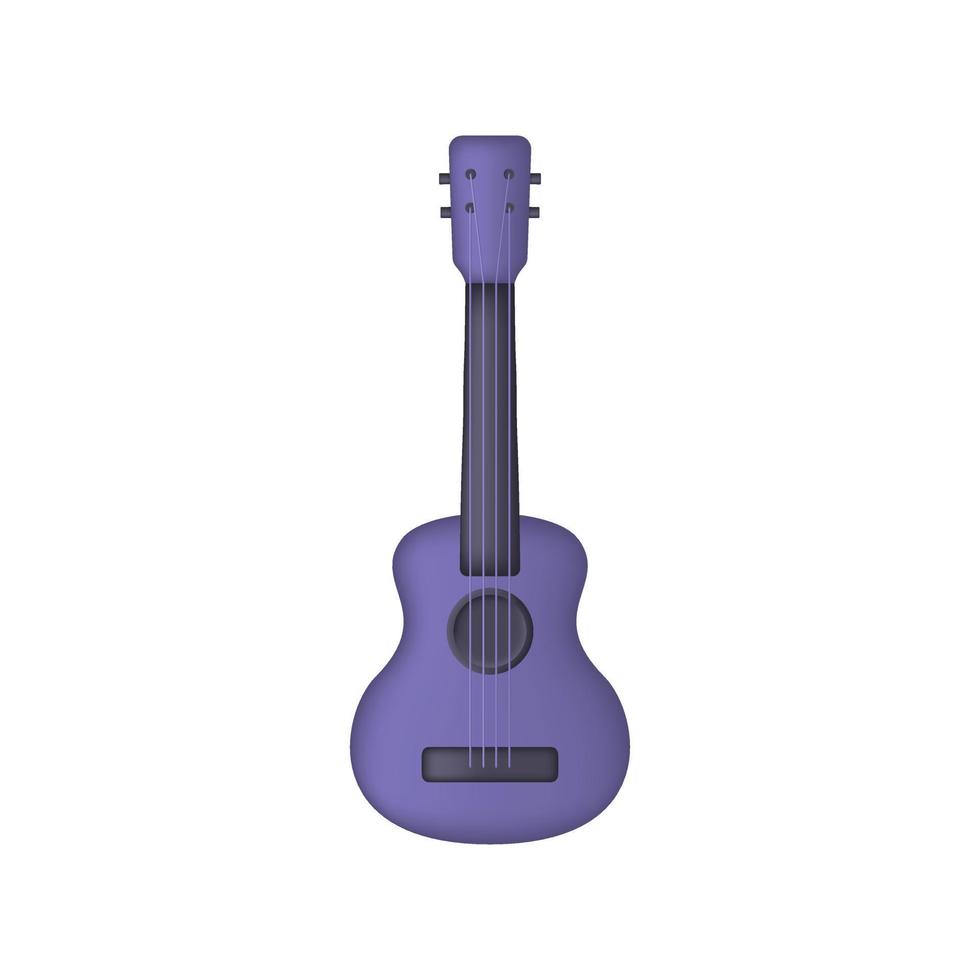 liten lila 3d ukulele isolerad på vit bakgrund. vektor illustration