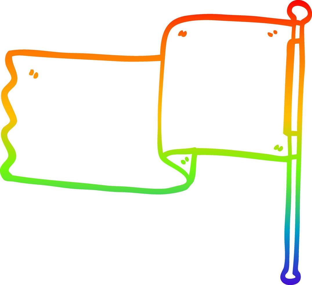 Regenbogen-Gradientenlinie Zeichnung Cartoon rote Fahne vektor