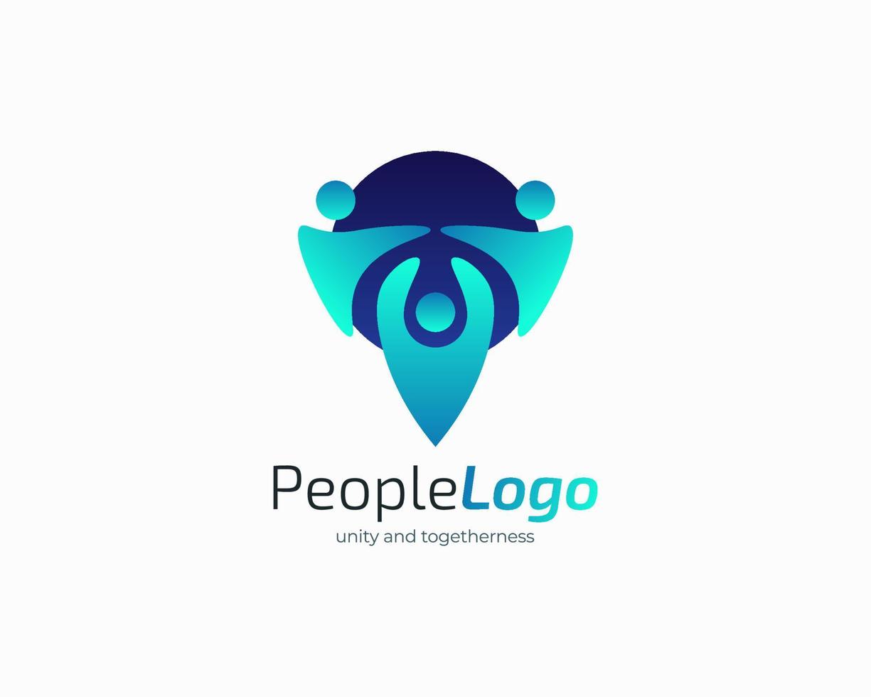 Logo-Design für verbundene Menschen. Gemeinschaftslogo oder -symbol. teamarbeit, gruppe oder soziales logo für geschäftsidentität vektor