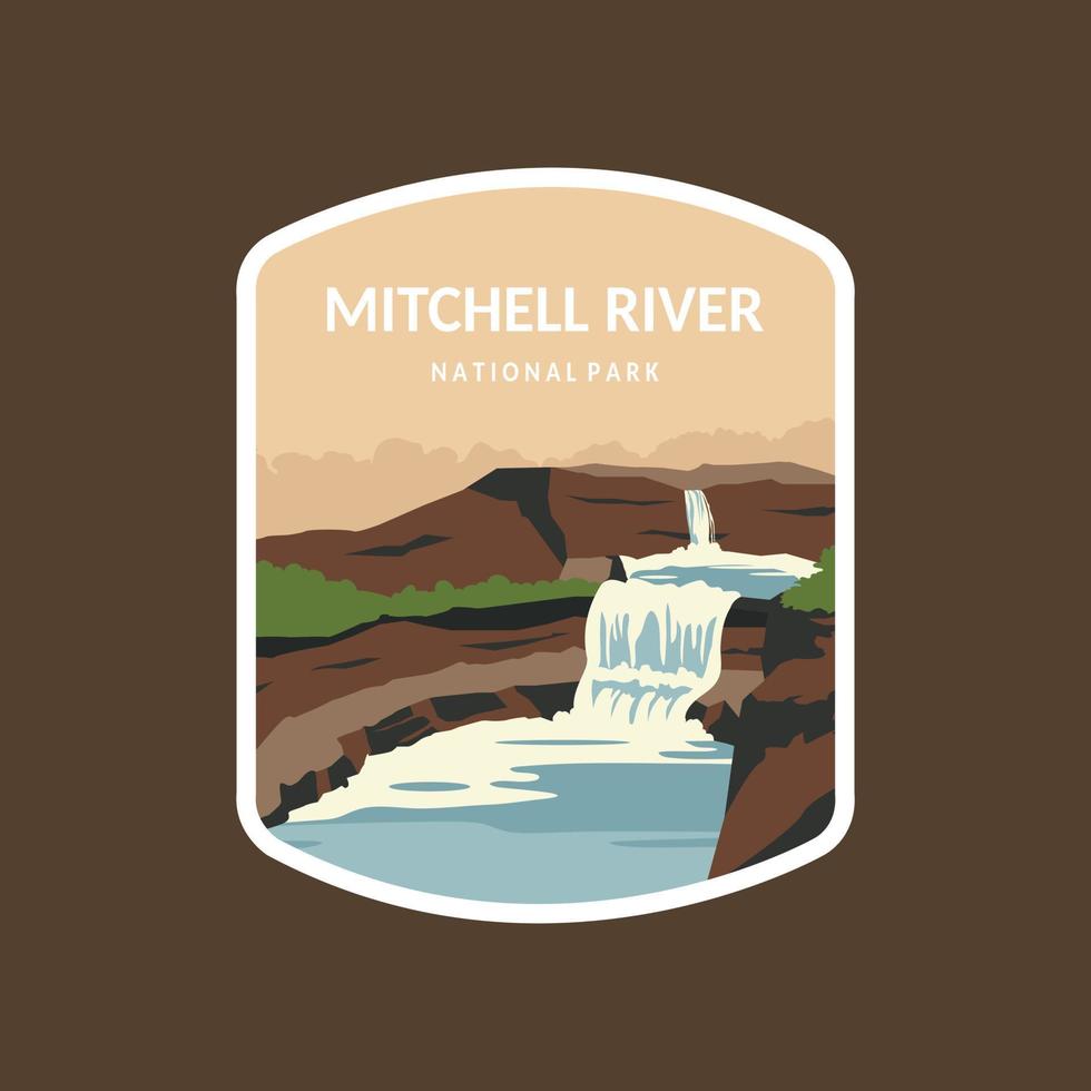 mitchell river australien landskap emblem badge patch vektorillustration vektor