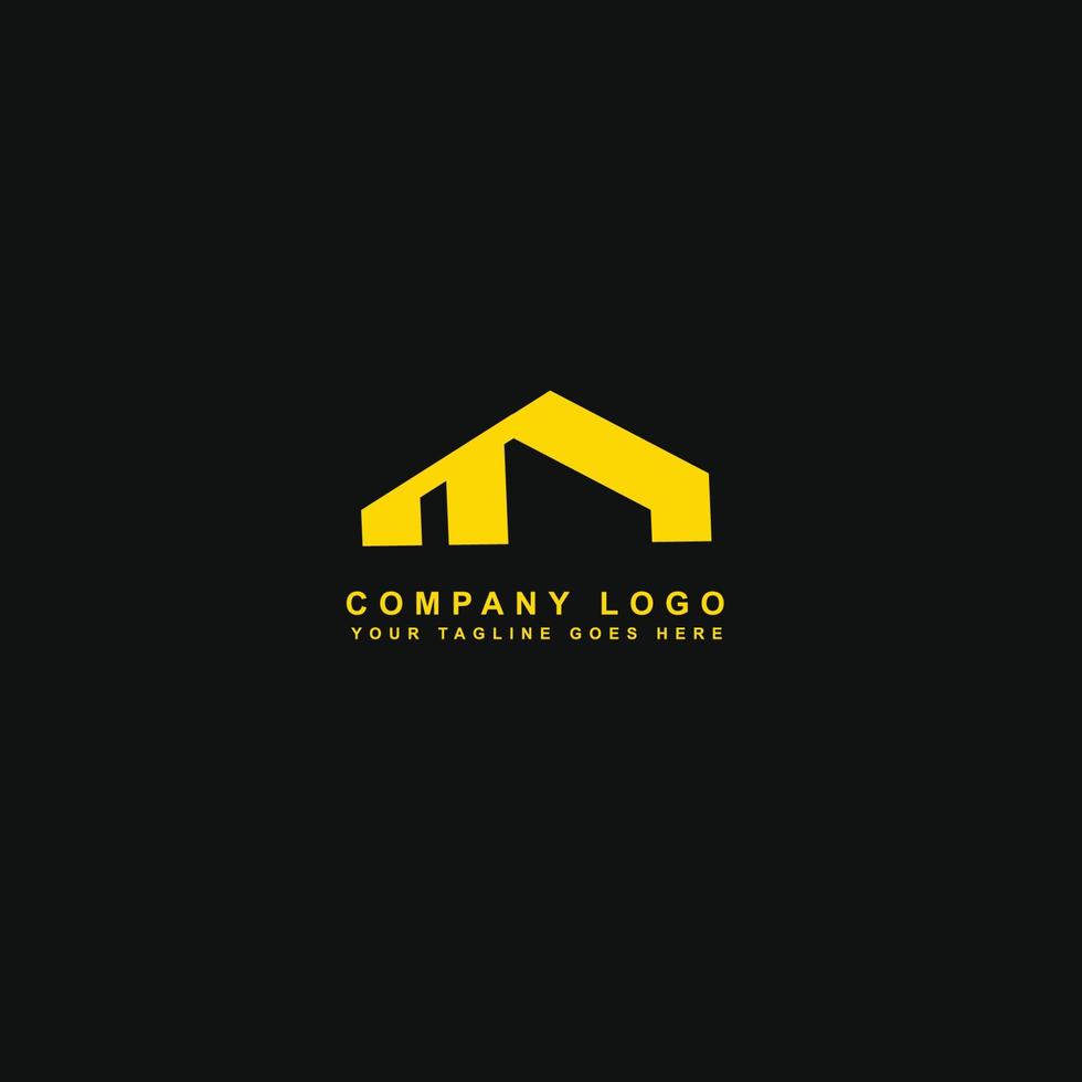 Logodesign mit gelbgoldenem Hausmodell für Bau- und Immobilienwirtschaft vektor