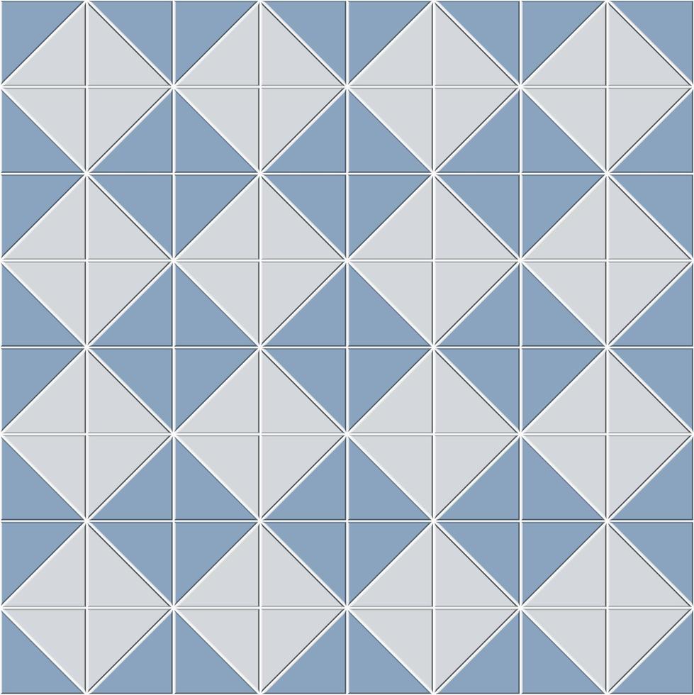 abstraktes nahtloses muster aus blau-weißen keramikbodenfliesen.design geometrische mosaiktextur für die dekoration des badezimmers, vektorillustration vektor