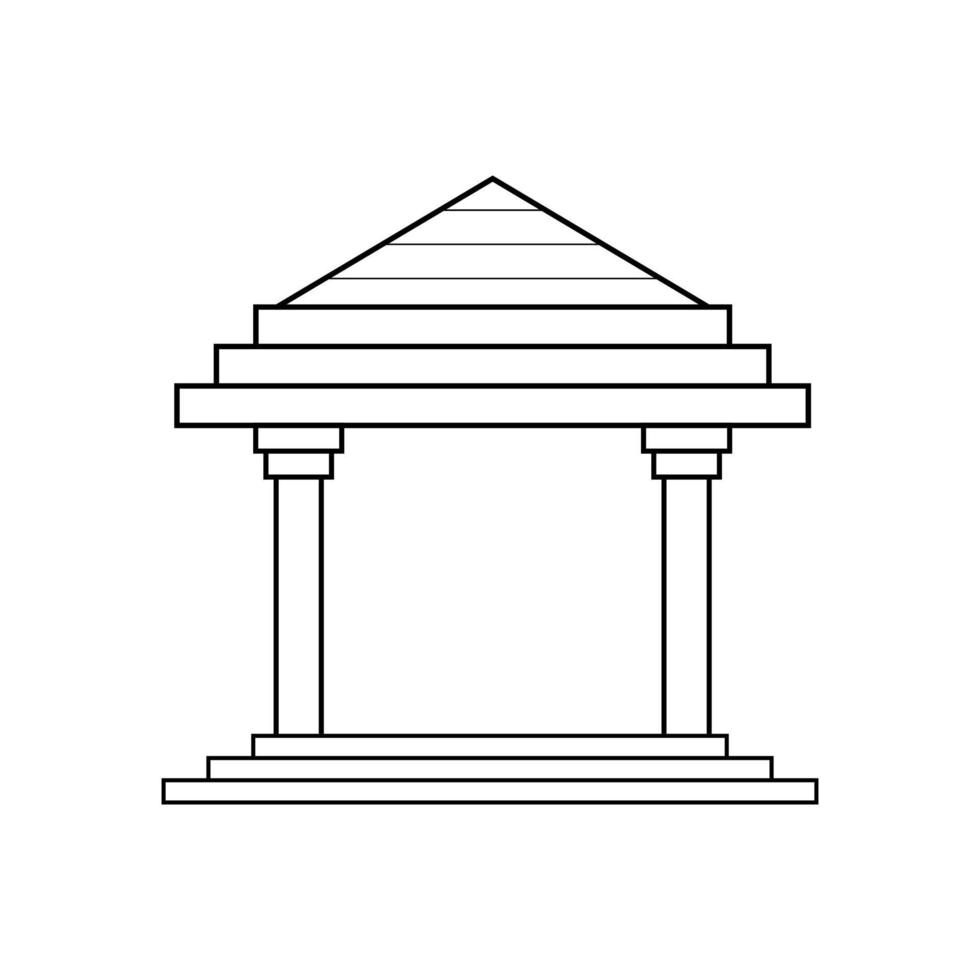 abstrakte Umrisszeichnung, modernes Lagerhaus mit pyramidenförmiger Vektorgrafik vektor