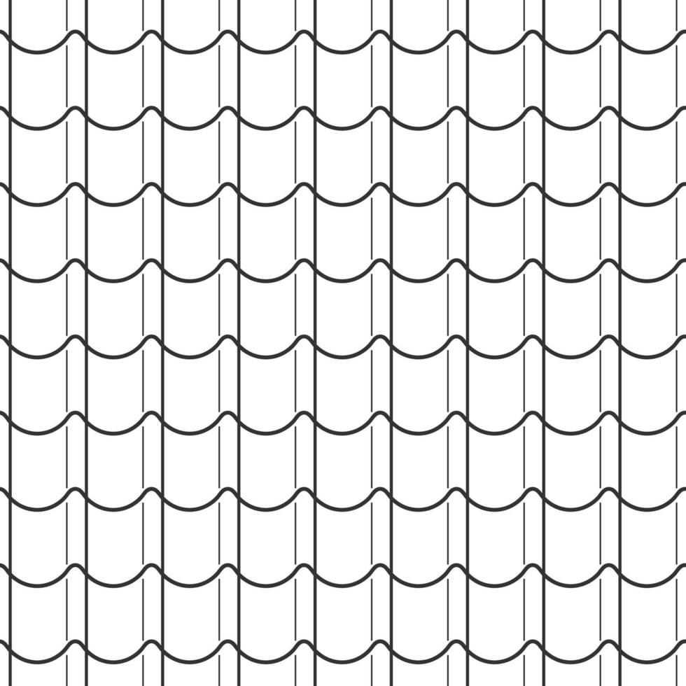 abstraktes, nahtloses Fischschuppenmuster, schwarz-weißes Ziegeldach im asiatischen Stil. Design geometrische Textur für den Druck. linearer Stil, Vektorillustration vektor