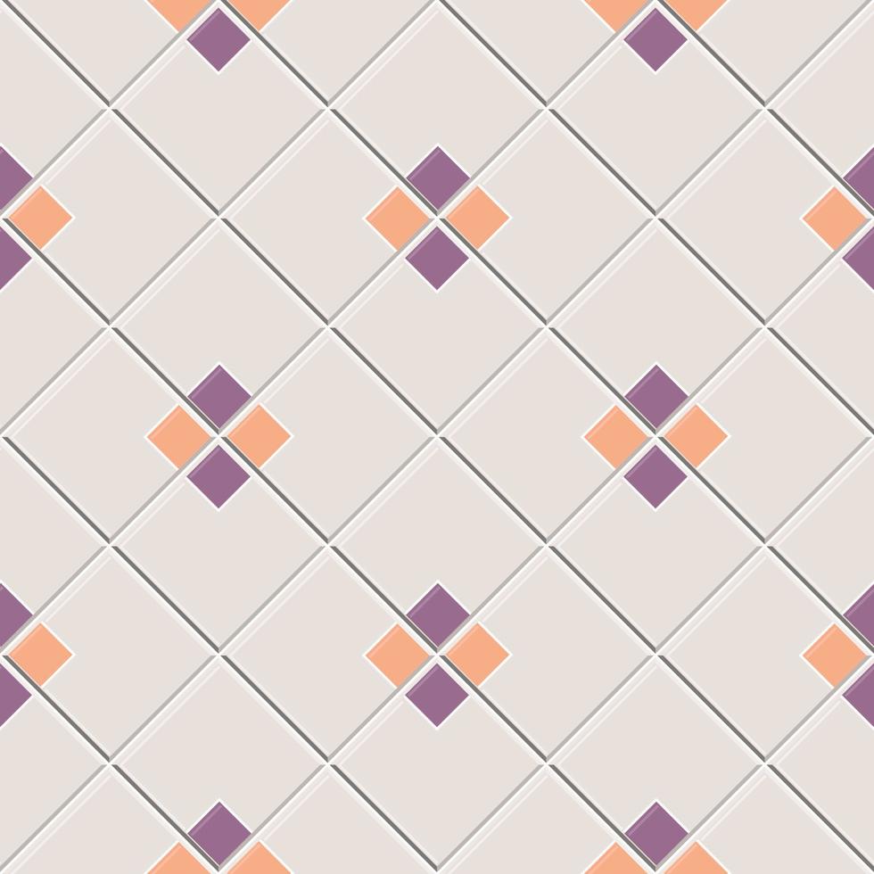 abstraktes, nahtloses Muster aus rosafarbenen Rauten mit violettem Quadrat im Inneren, Vektorillustration vektor