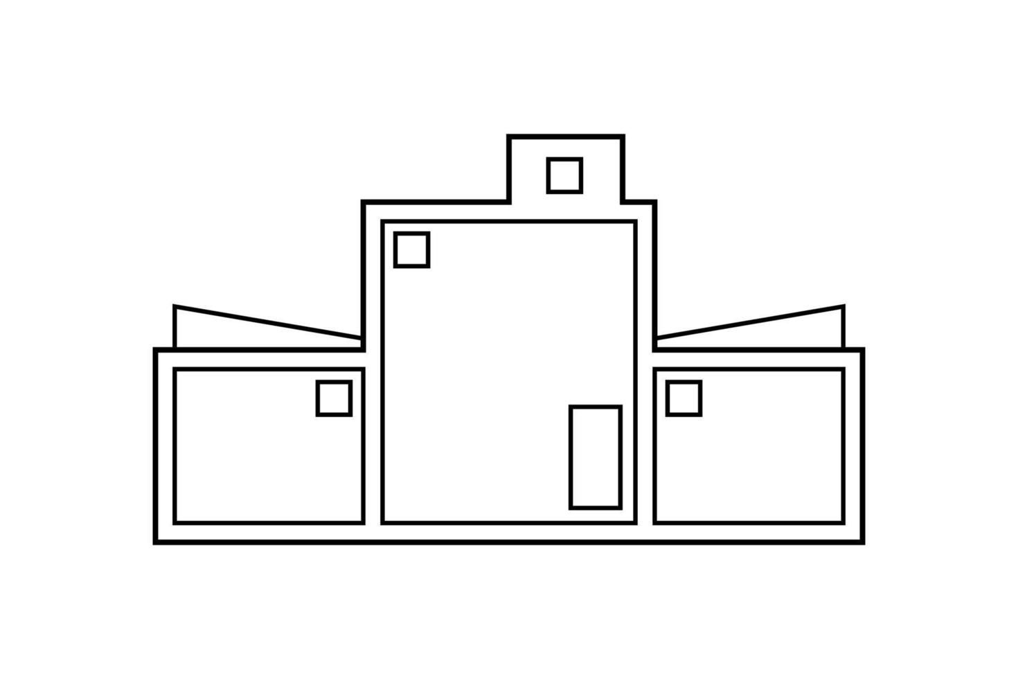 abstrakt konturritning, modern kontorsbyggnad vektorillustration vektor