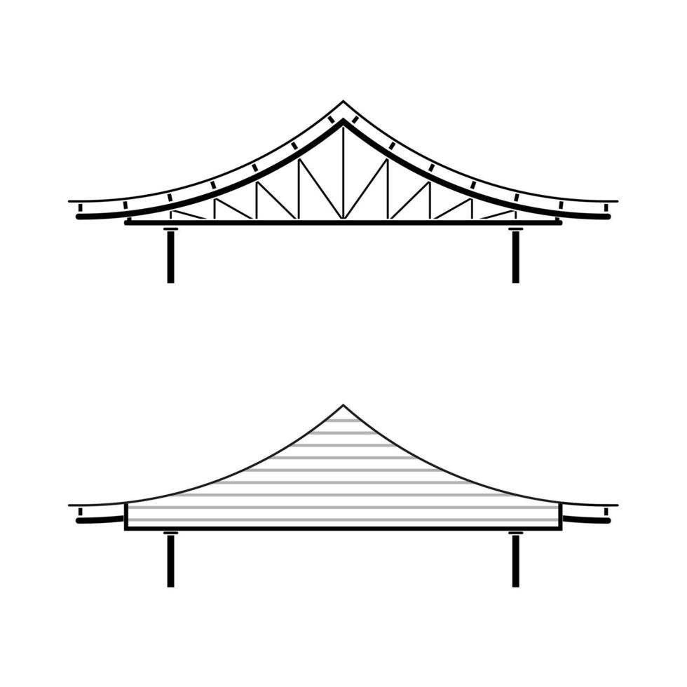 tak för entré i asiatisk stil isolerad på vit bakgrund, vektorillustration vektor