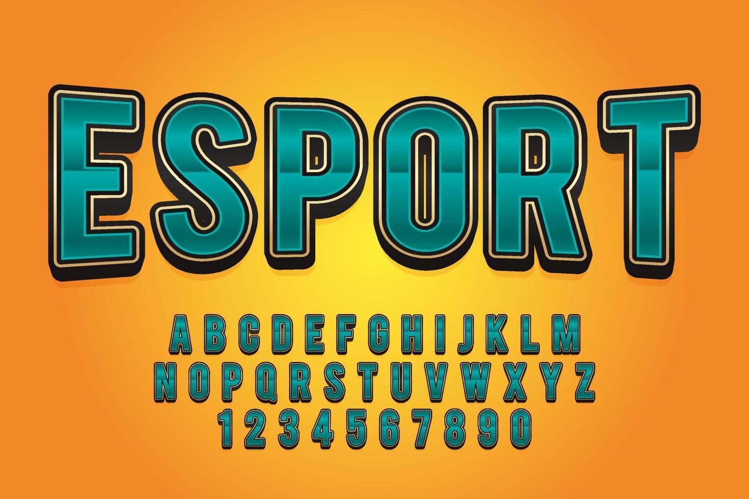 dekorativa esport teckensnitt och alfabet vektor