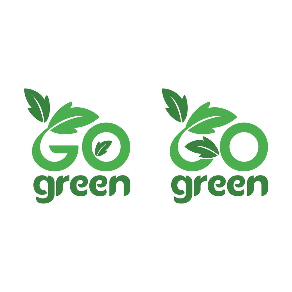 moderne Go Green Environment Logo Illustration in isoliertem weißem Hintergrund vektor