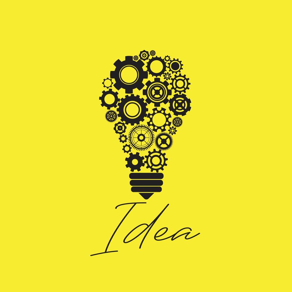 glödlampa idé vektor illustration, gul färg bakgrund.