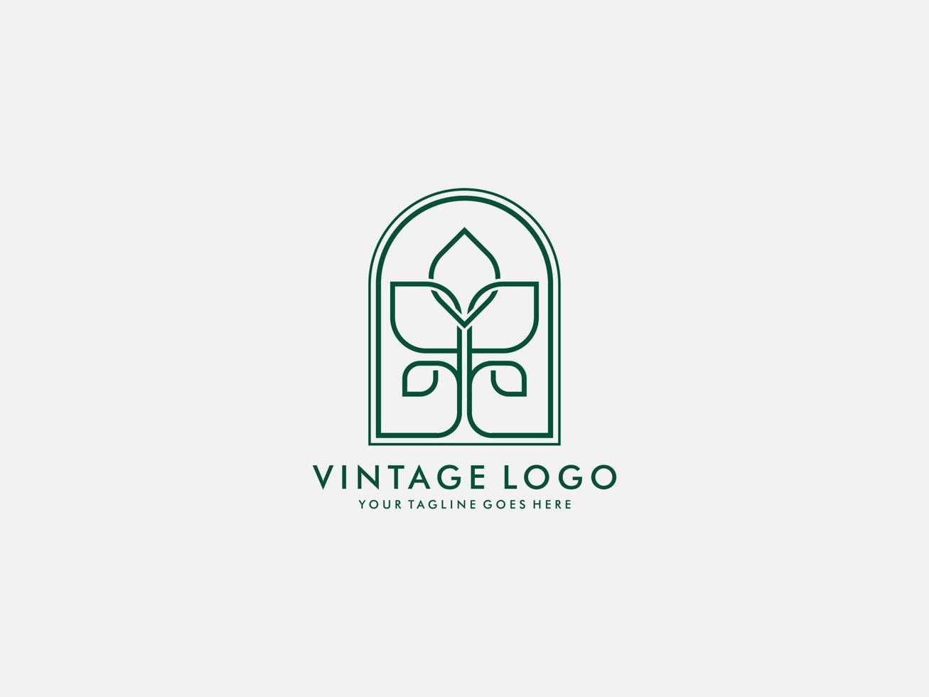 vintage löv vektor logotyp designkoncept