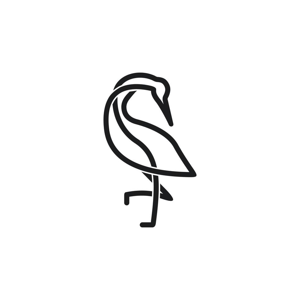 häger kontur design vektorillustration. line art heron logotyp design. vektor