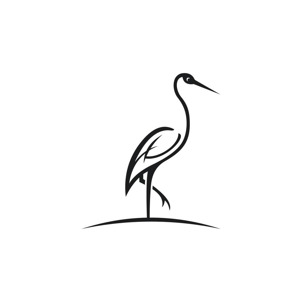 häger kontur design vektorillustration. line art heron logotyp design. vektor