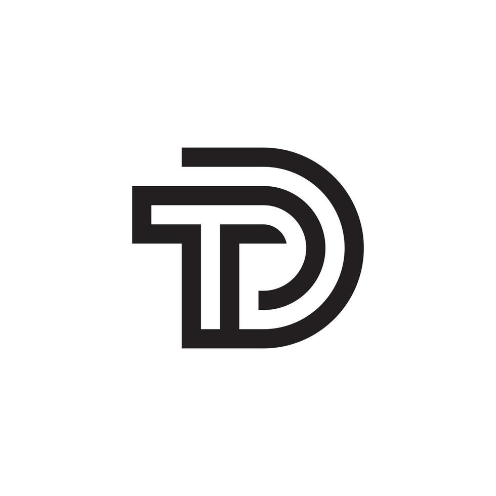 td eller dt brev logotyp design vektor