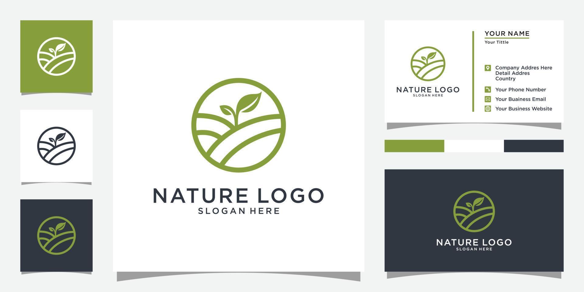 Natur Bauernhof Logo Vorlage Vektor Icon Design.