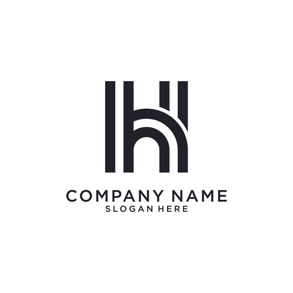 första bokstaven h eller hh logotyp designkoncept. vektor