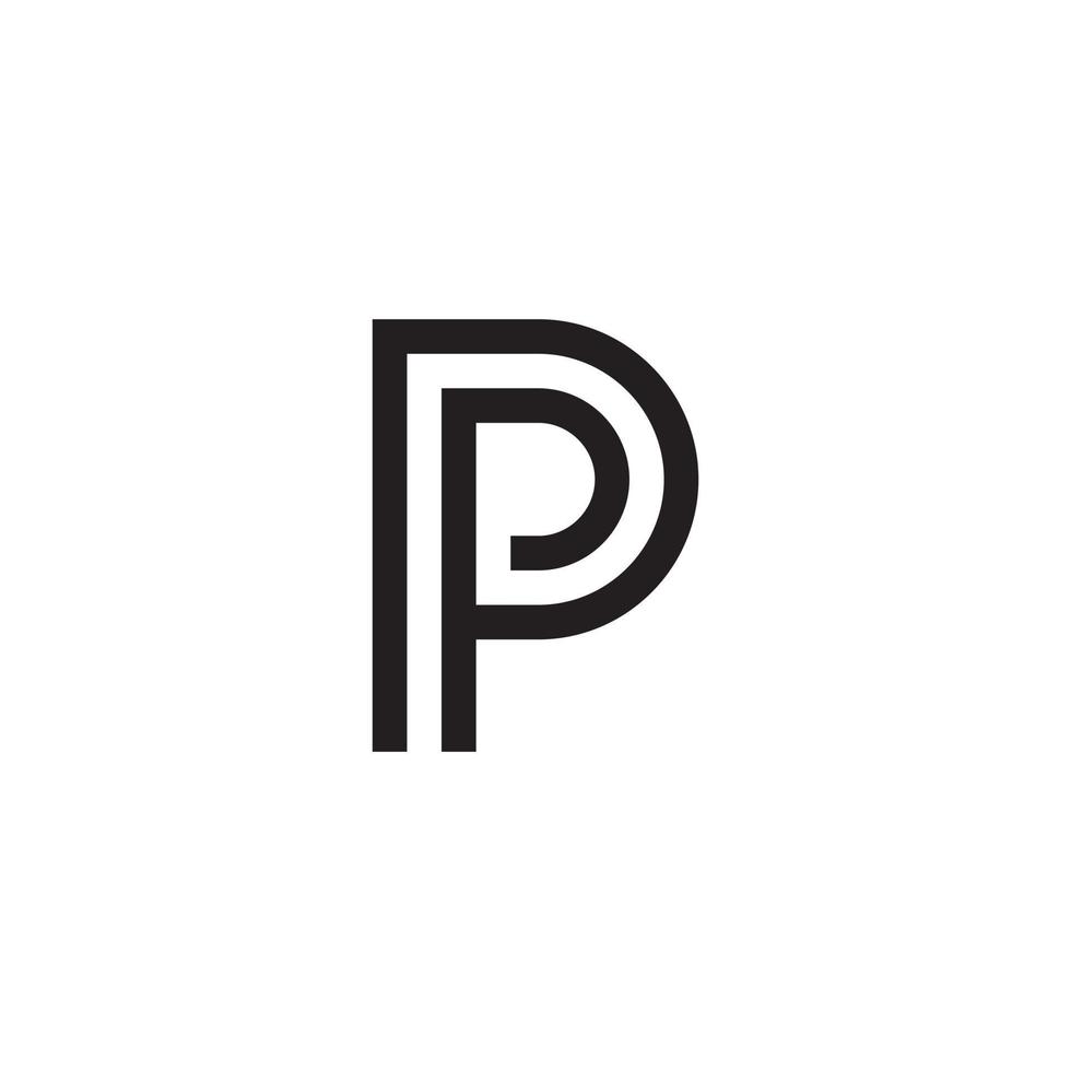 p eller pp första bokstaven logotyp design vektor