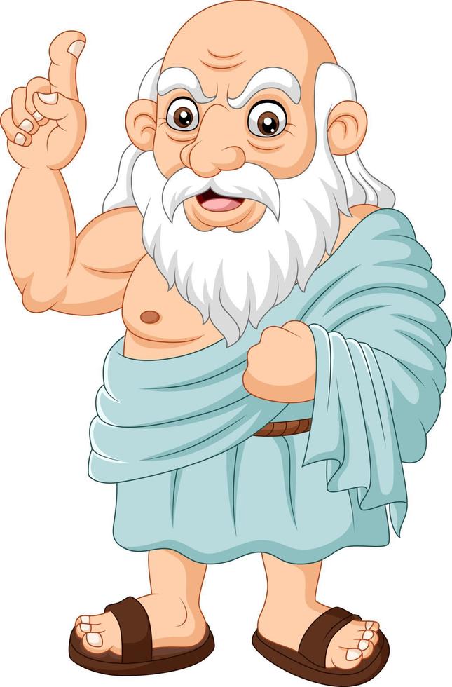 tecknad antik grekisk filosof på vit bakgrund vektor