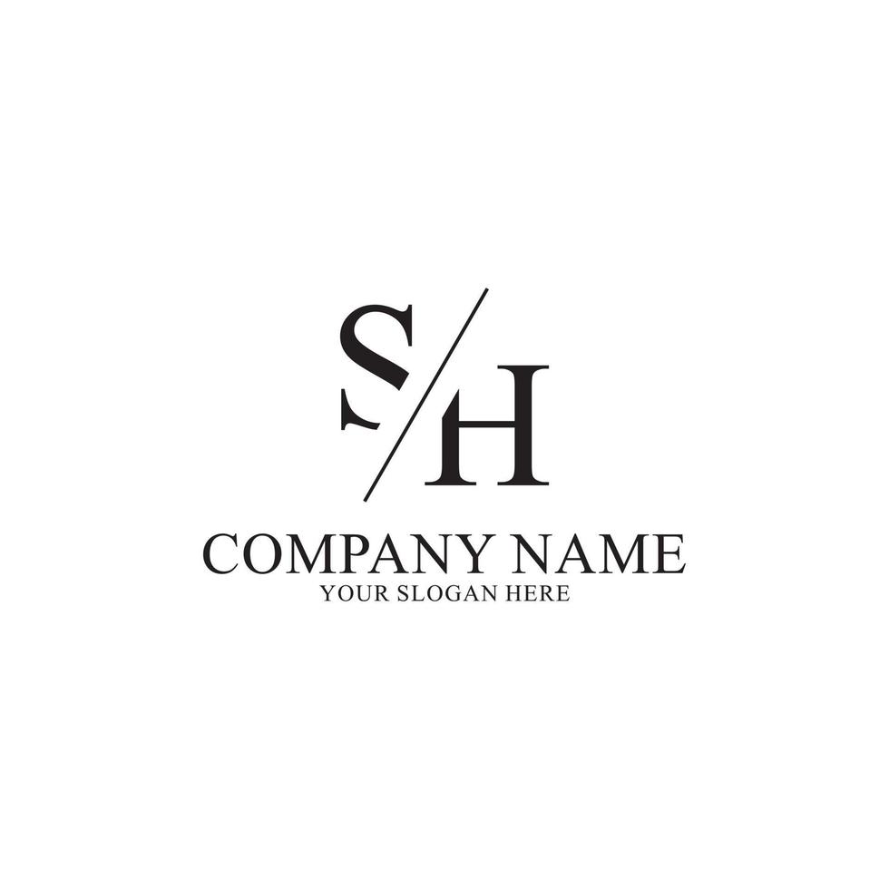 sh eller hs logotypdesignmonogram för första bokstaven. vektor