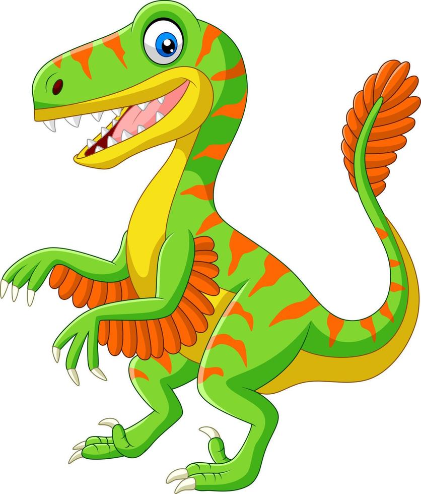 Cartoon grüner Velociraptor auf weißem Hintergrund vektor