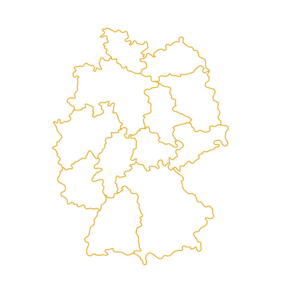 deutschlandkarte mit regionen auf weißem hintergrund vektor