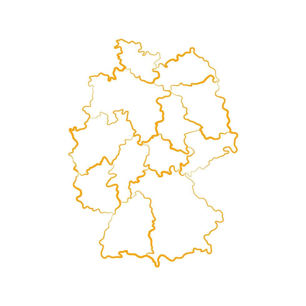 Tyskland karta med regioner på en vit bakgrund vektor