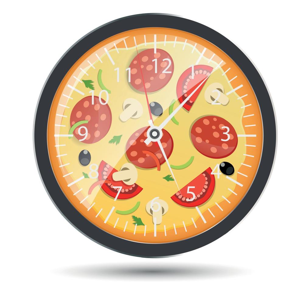 Pizza-Uhr-Konzept-Vektor-Illustration vektor