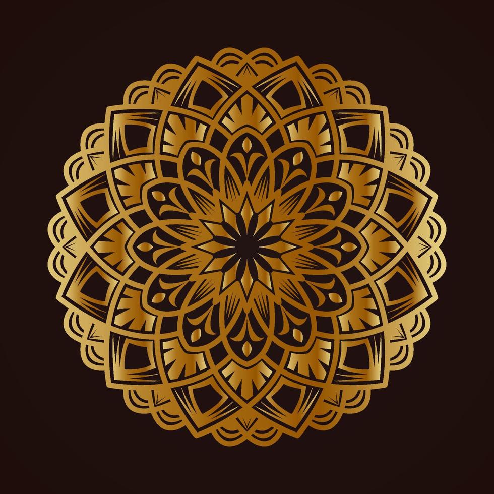 Goldene runde Dekoration des Mandalavektors vektor