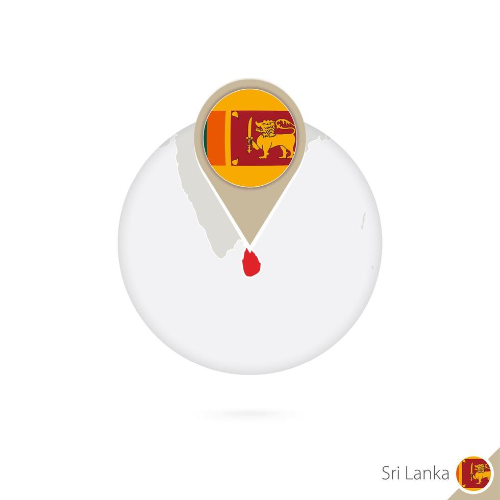 Sri Lanka Karte und Flagge im Kreis. karte von sri lanka, sri lanka flag pin. Karte von Sri Lanka im Stil des Globus. vektor