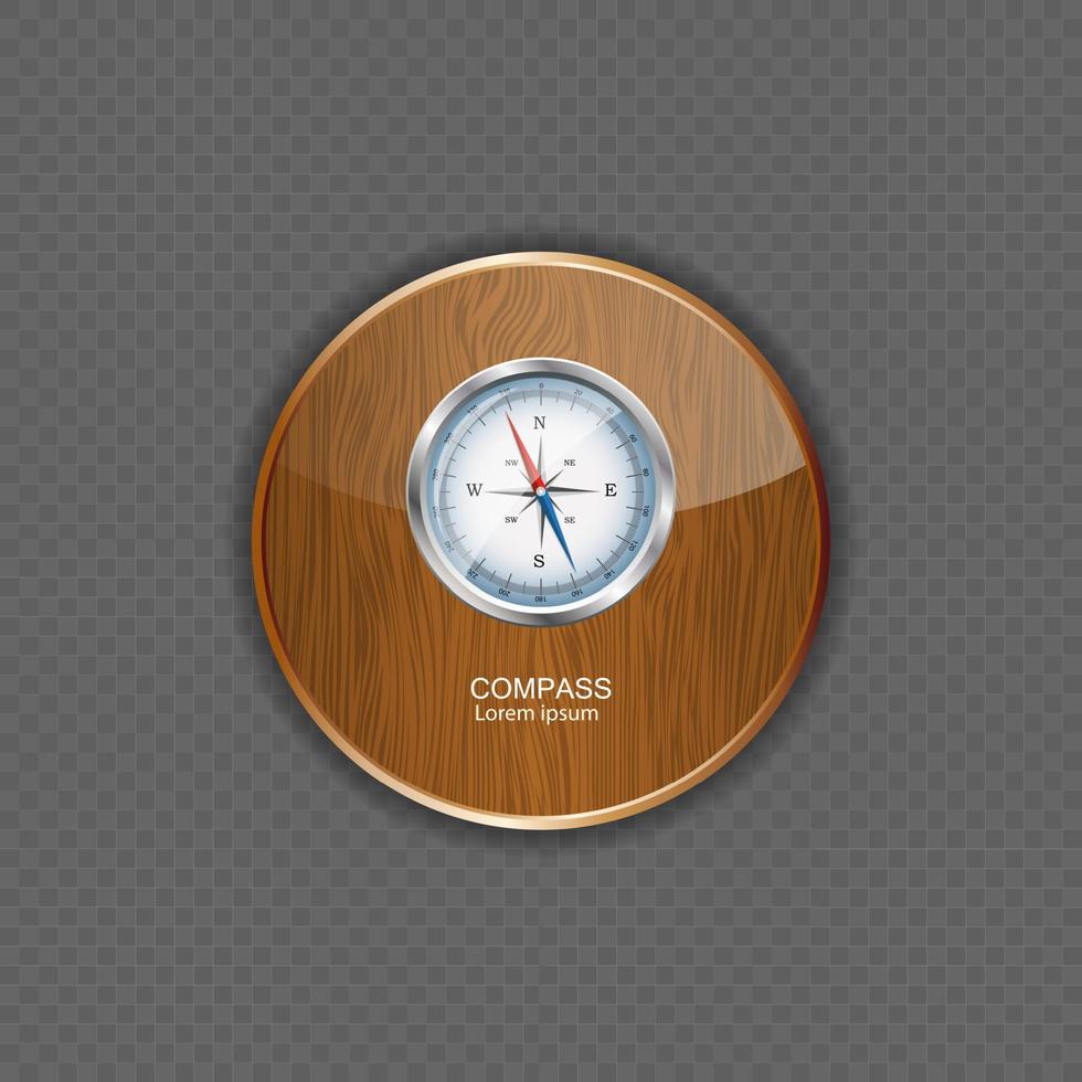 glansig kompass. vektor illustration trä applikationsikoner