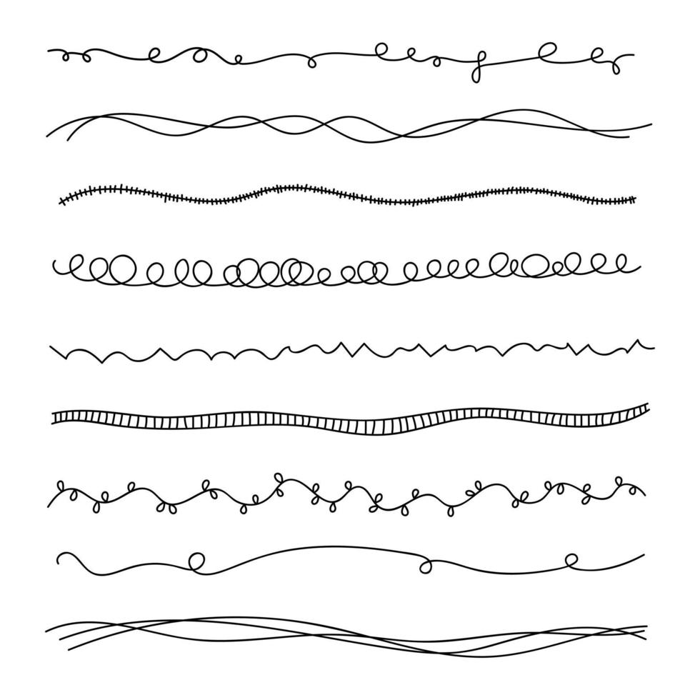 vektor set handritad vintage gränser. doodle linjer samling, dekorativt element för din design