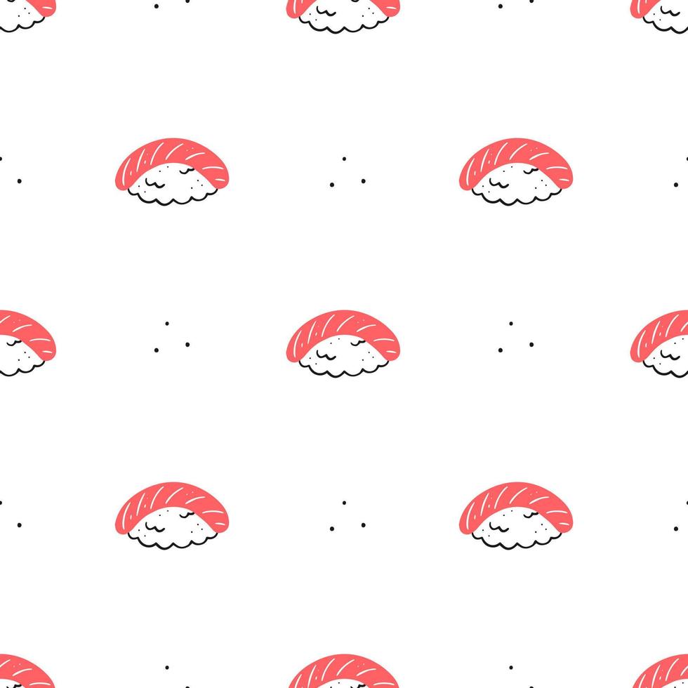 seamless mönster med sushi på en vit bakgrund. japansk mat. vektor illustration bakgrund.