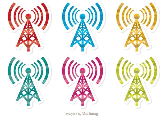 Färgglada Cell Tower Vector Pack