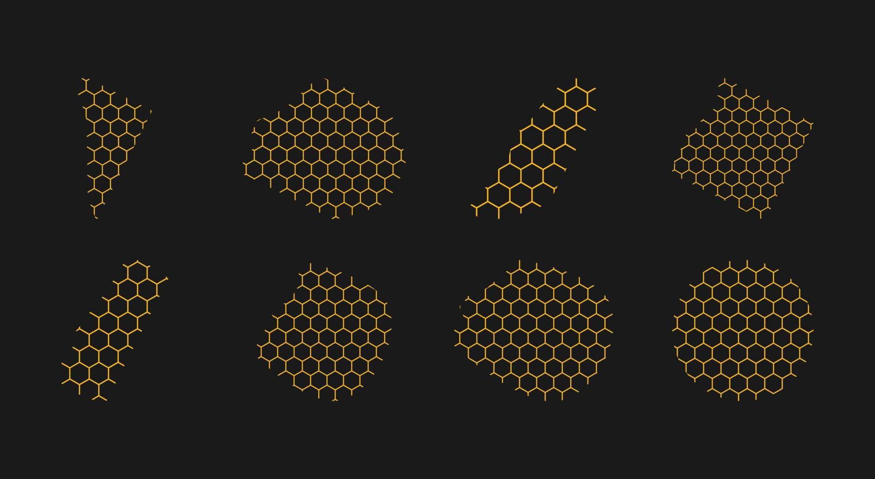 uppsättning av honeycomb abstrakt form. hexagonala element vektor