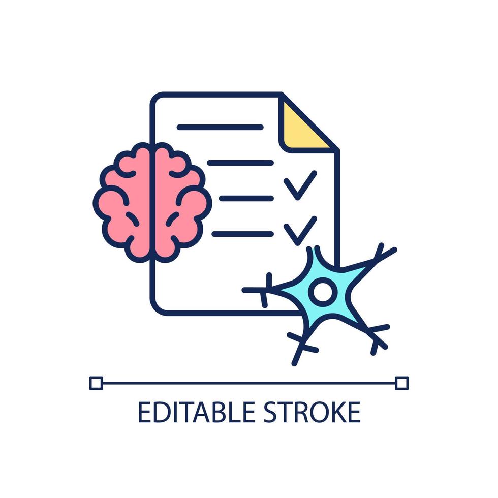 RGB-Farbsymbol für neurologische Tests. professionellen medizinischen Dienst. Prävention von Gehirnerkrankungen bei Patienten. isolierte vektorillustration. einfache gefüllte Strichzeichnung. vektor