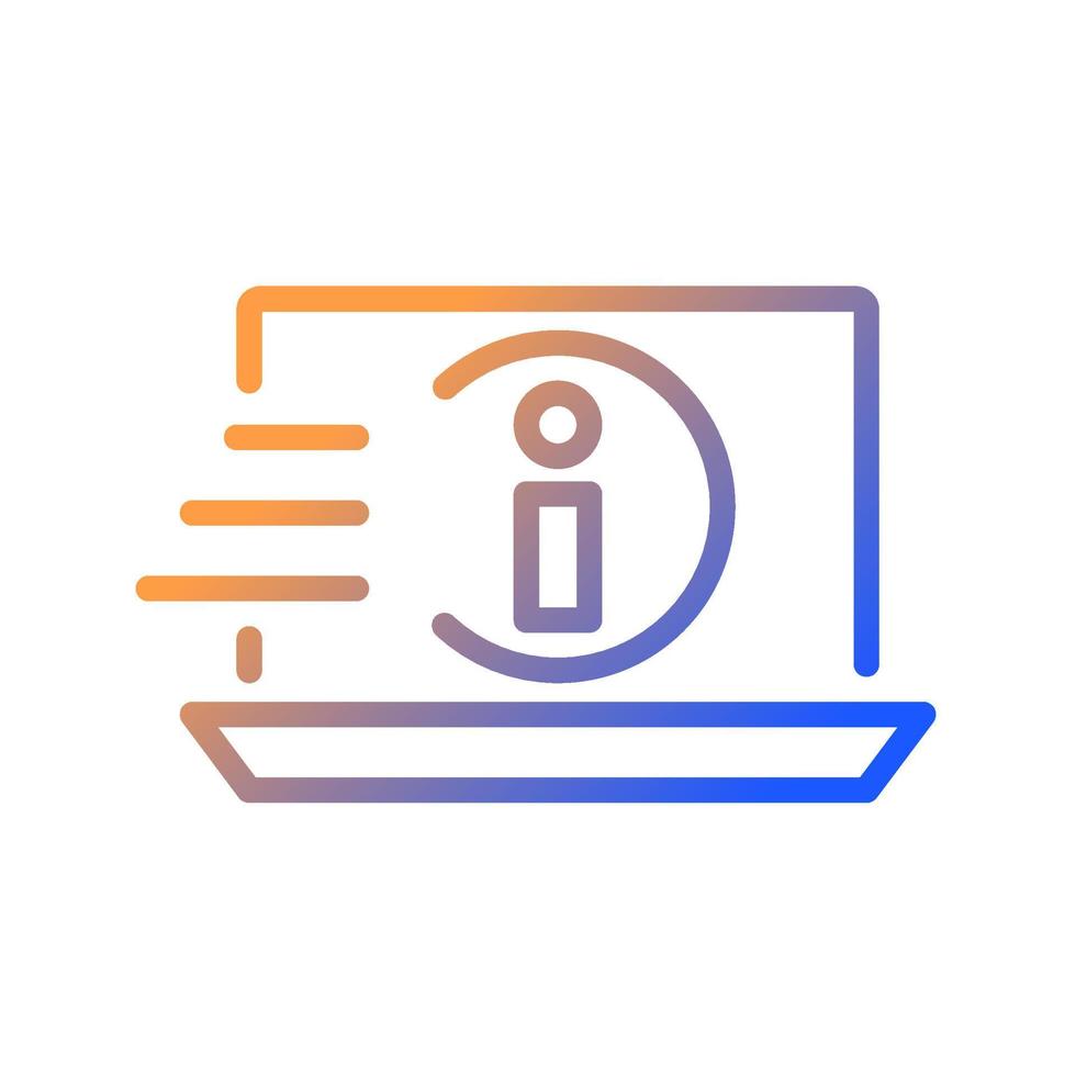 få informationsgradient linjär vektor ikon. söker data. förebyggande av nätfiske. informationssäkerhet online. tunn linje färgsymbol. modern stil piktogram. vektor isolerade konturritning