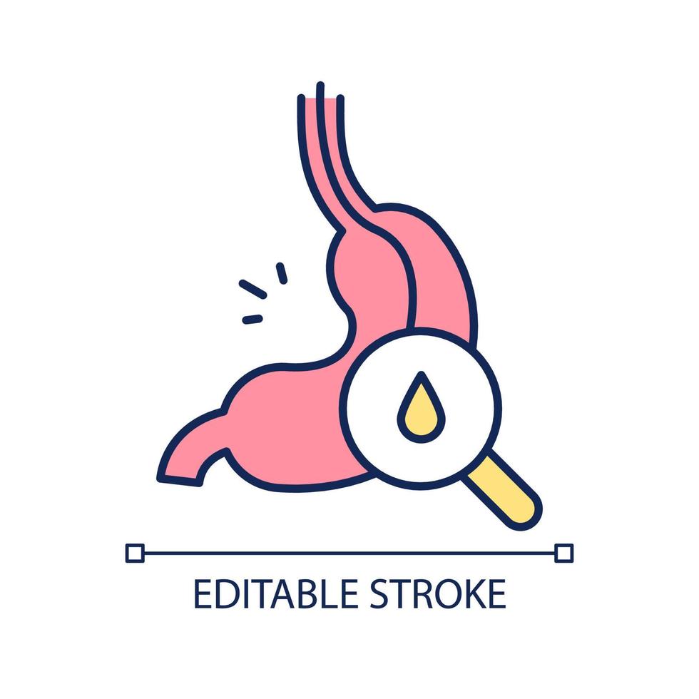magvätskeanalys rgb färgikon. patientdiagnostik. sjukvårdsteknik. isolerade vektor illustration. enkel fylld linjeritning.